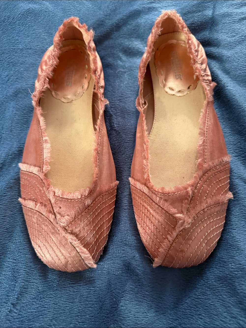 Seychelles Pink Textured Satin Ballet Flats